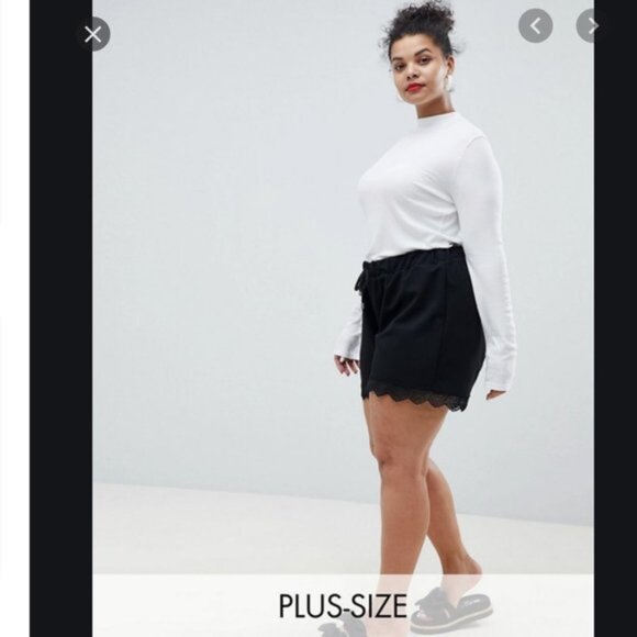 Junarose Drawstring Lace Shorts Size 1x XL Black - Picture 1 of 5